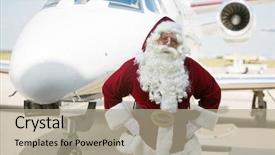  Presentation with private jet - Presentation design with hip against private jet background and a mint green colored foreground