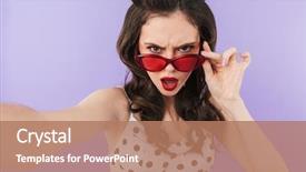  Presentation with selfie - PPT layouts with portrait of sassy pin-up background and a coral colored foreground