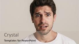  Presentation with basic - Amazing presentation design having portrait-of-scared-unshaven-man backdrop and a mint green colored foreground