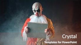  Presentation with scary - Amazing presentation theme having portrait of scary bloody clown backdrop and a tawny brown colored foreground