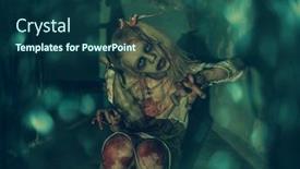  Presentation with zombie - Audience pleasing PPT layouts consisting of children cute little actress child - portrait of scary zombie girl backdrop and a ocean colored foreground