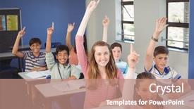 Presentation with hand sanitizer kids - Theme consisting of portrait of school kids raising background and a coral colored foreground