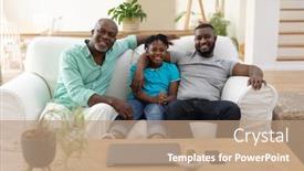 Presentation with portrait happy family smiling - Amazing PPT theme having portrait-of-senior-african-american backdrop and a coral colored foreground