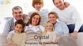  Presentation with young children - Cool new presentation with portrait of senior and young couples with their children relaxing at home backdrop and a coral colored foreground