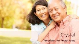  Presentation with senior asian - PPT theme featuring portrait of senior asian couple background and a lemonade colored foreground