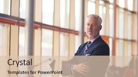  Presentation with grey - Audience pleasing presentation consisting of portrait of senior business man backdrop and a  colored foreground