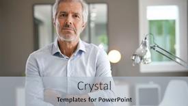  Presentation with senior heands - Slide set with portrait-of-senior-businessman background and a light gray colored foreground