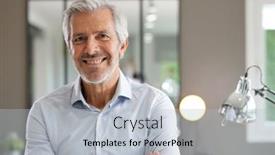  Presentation with senior heands - Presentation design consisting of portrait-of-senior-businessman background and a light gray colored foreground