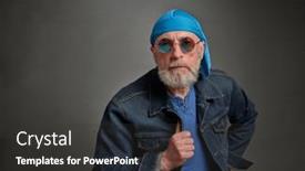  Presentation with skull - Presentation theme featuring portrait-of-senior-confident-handsome background and a dark gray colored foreground