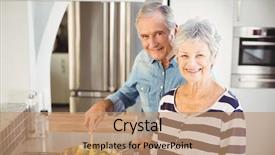  Presentation with gardening healthy food cooking - Audience pleasing presentation theme consisting of portrait of senior couple cooking backdrop and a coral colored foreground
