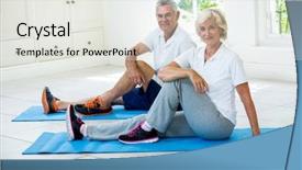  Presentation with senior couple - Cool new presentation with portrait of senior couple exercising backdrop and a sky blue colored foreground