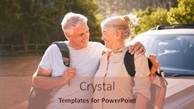  Presentation with senior couple - Theme having portrait-of-senior-couple-going background and a coral colored foreground