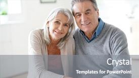  Presentation with active seniors senior couple - Colorful slides enhanced with portrait of senior couple relaxing backdrop and a gray colored foreground