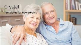  Presentation with senior couple - Presentation theme with portrait of senior couple sitting background and a soft green colored foreground