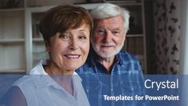 Presentation with senior living - Audience pleasing slide deck consisting of portrait-of-senior-couple-smiling backdrop and a ocean colored foreground