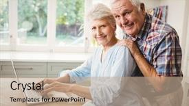  Presentation with senior couple - PPT layouts with portrait of senior couple using background and a coral colored foreground