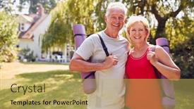  Presentation with fitness clothing - Amazing presentation design having portrait-of-senior-couple backdrop and a yellow colored foreground