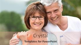  Presentation with senior fitness - Presentation enhanced with portrait of senior couple in fitness outfit background and a coral colored foreground
