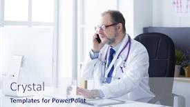  Presentation with doctor office - Theme consisting of portrait-of-senior-doctor background and a sky blue colored foreground