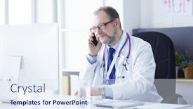  Presentation with doctor office - Colorful theme enhanced with portrait-of-senior-doctor backdrop and a sky blue colored foreground