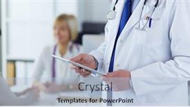  Presentation with doctor office - Slides consisting of portrait-of-senior-doctor background and a light blue colored foreground