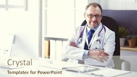  Presentation with doctor office - Slides enhanced with portrait-of-senior-doctor background and a cream colored foreground