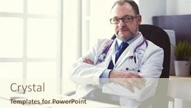  Presentation with doctor office - Amazing slide deck having portrait-of-senior-doctor backdrop and a cream colored foreground