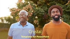  Presentation with home garden - Beautiful presentation theme featuring portrait-of-senior-father-relaxing backdrop and a red colored foreground