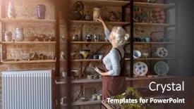  Presentation with pottery - Slide deck enhanced with portrait-of-senior-female-pottery background and a tawny brown colored foreground