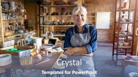  Presentation with pottery - Slide set featuring portrait-of-senior-female-pottery background and a ocean colored foreground