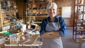 Presentation with pottery - Theme enhanced with portrait-of-senior-female-pottery background and a violet colored foreground
