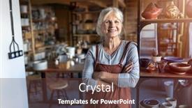  Presentation with pottery - Slide deck consisting of portrait-of-senior-female-pottery background and a tawny brown colored foreground