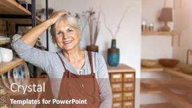  Presentation with pottery - Audience pleasing slide deck consisting of portrait-of-senior-female-pottery backdrop and a tawny brown colored foreground