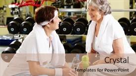  Presentation with females - Theme enhanced with senior females refreshing after workout background and a coral colored foreground