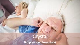  Presentation with snoring - Slide set consisting of portrait of senior man covering background and a coral colored foreground