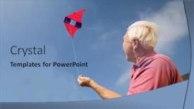 Presentation with kite - Slide deck consisting of portrait-of-senior-man-flying background and a teal colored foreground