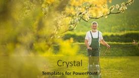  Presentation with senior care - PPT layouts consisting of portrait-of-senior-man-gardening background and a gold colored foreground