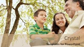  Presentation with fun - Cool new slide deck with portrait-of-senior-man-having backdrop and a coral colored foreground