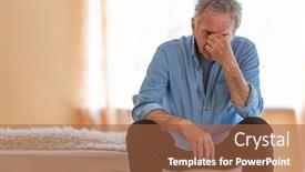  Presentation with depressed - PPT theme having portrait-of-senior-man-looking background and a red colored foreground