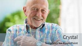  Presentation with honolulu senior - Slides having portrait of senior man outdoors background and a light blue colored foreground