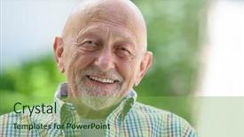  Presentation with outdoors - Cool new slides with portrait of senior man outdoors backdrop and a light blue colored foreground