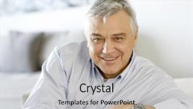  Presentation with senior smart home - Theme having portrait of senior man relaxing background and a light gray colored foreground