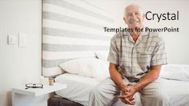  Presentation with 3d man sitting question mark - PPT layouts enhanced with portrait of senior man sitting background and a lemonade colored foreground