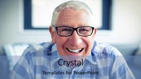  Presentation with home - Theme with portrait of senior man smiling background and a  colored foreground