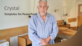  Presentation with retirement - PPT theme with portrait-of-senior-man-wearing background and a soft green colored foreground