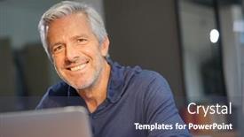  Presentation with hair colouring - Presentation theme consisting of portrait-of-senior-man background and a dark gray colored foreground