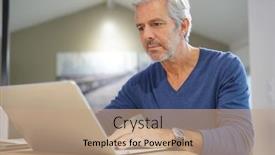  Presentation with working - Slide set having portrait-of-senior-man background and a coral colored foreground