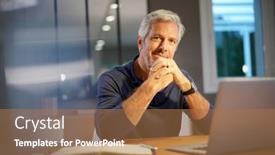  Presentation with laser epilation and cosmetology hair - Colorful slide set enhanced with portrait-of-senior-man backdrop and a coral colored foreground