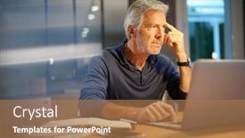  Presentation with hair cleanser - Slide set featuring portrait-of-senior-man background and a coral colored foreground