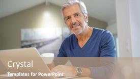  Presentation with home - Cool new slide set with portrait-of-senior-man backdrop and a coral colored foreground